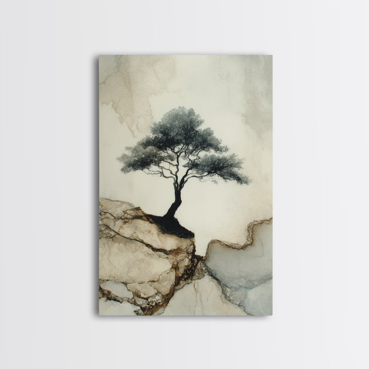 Ink Wash Tree Symbolizing Stability Canvas Print, Office Art, Poster, Office Decor, Fine Art, Focus, Canvas Wall Art, OFF-2x3-70