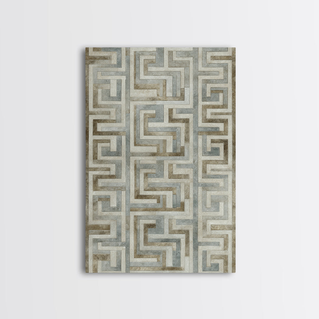 Geometric Labyrinth Pattern Framed Canvas Print, Office Art, Wall Decor, Office Decor, Abstract Art, Focus, Wall Prints, OFF-2x3-74