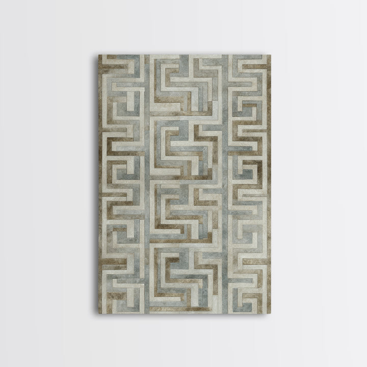 Geometric Labyrinth Pattern Framed Canvas Print, Office Art, Wall Decor, Office Decor, Abstract Art, Focus, Wall Prints, OFF-2x3-74