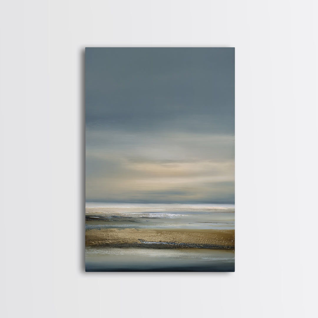 Dignified Neutral Landscape Framed Canvas Print, Office Art, Abstract Art, Office Decor, Oil Painting, Focus, OFF-2x3-87