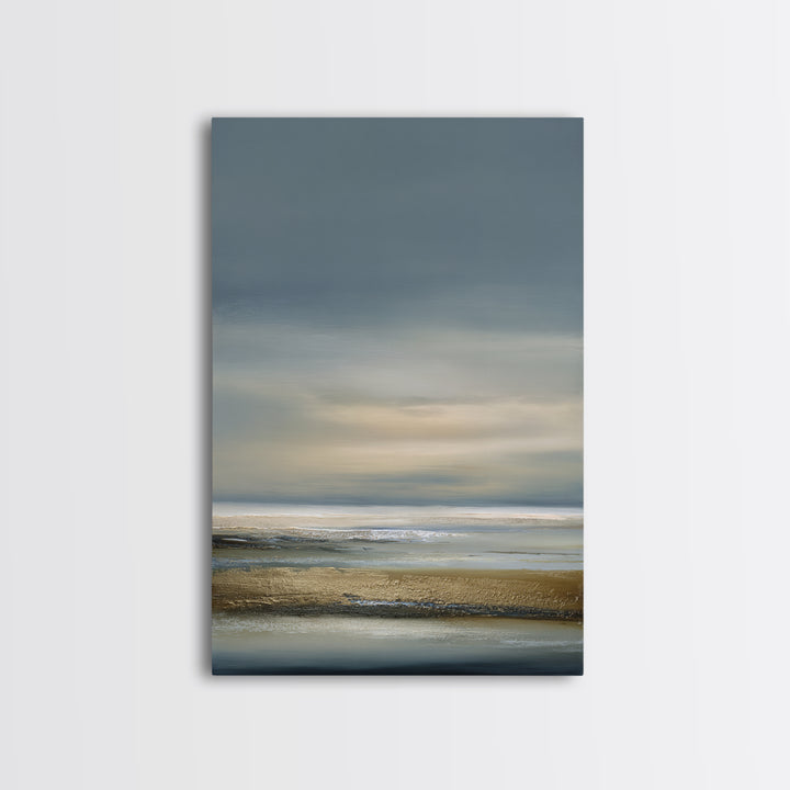 Dignified Neutral Landscape Framed Canvas Print, Office Art, Abstract Art, Office Decor, Oil Painting, Focus, OFF-2x3-87