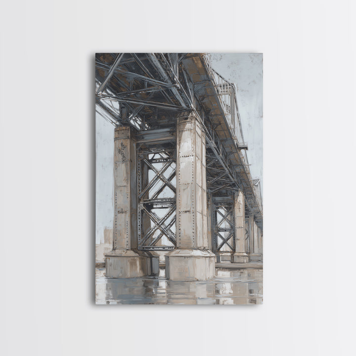 Monochrome Bridge Structure Framed Canvas Print, Office Art, Printable, Office Decor, Fine Art, Focus, Printable Art, OFF-2x3-90