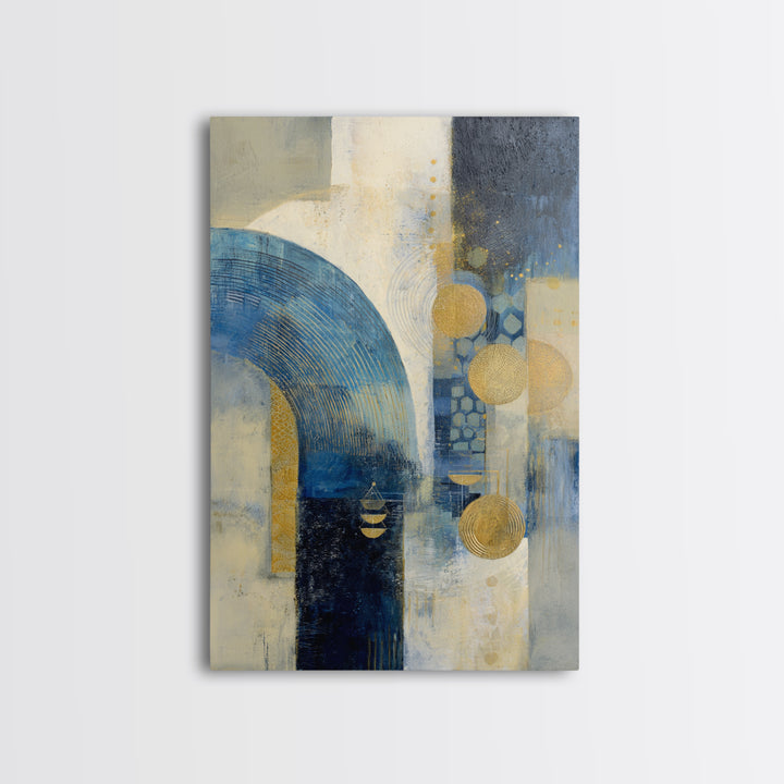 Blue Abstract Wave Pattern for Focus Framed Canvas Print, Office Art, Large Wall Art, Office Decor, Abstract Art, Focus, OFF-2x3-97