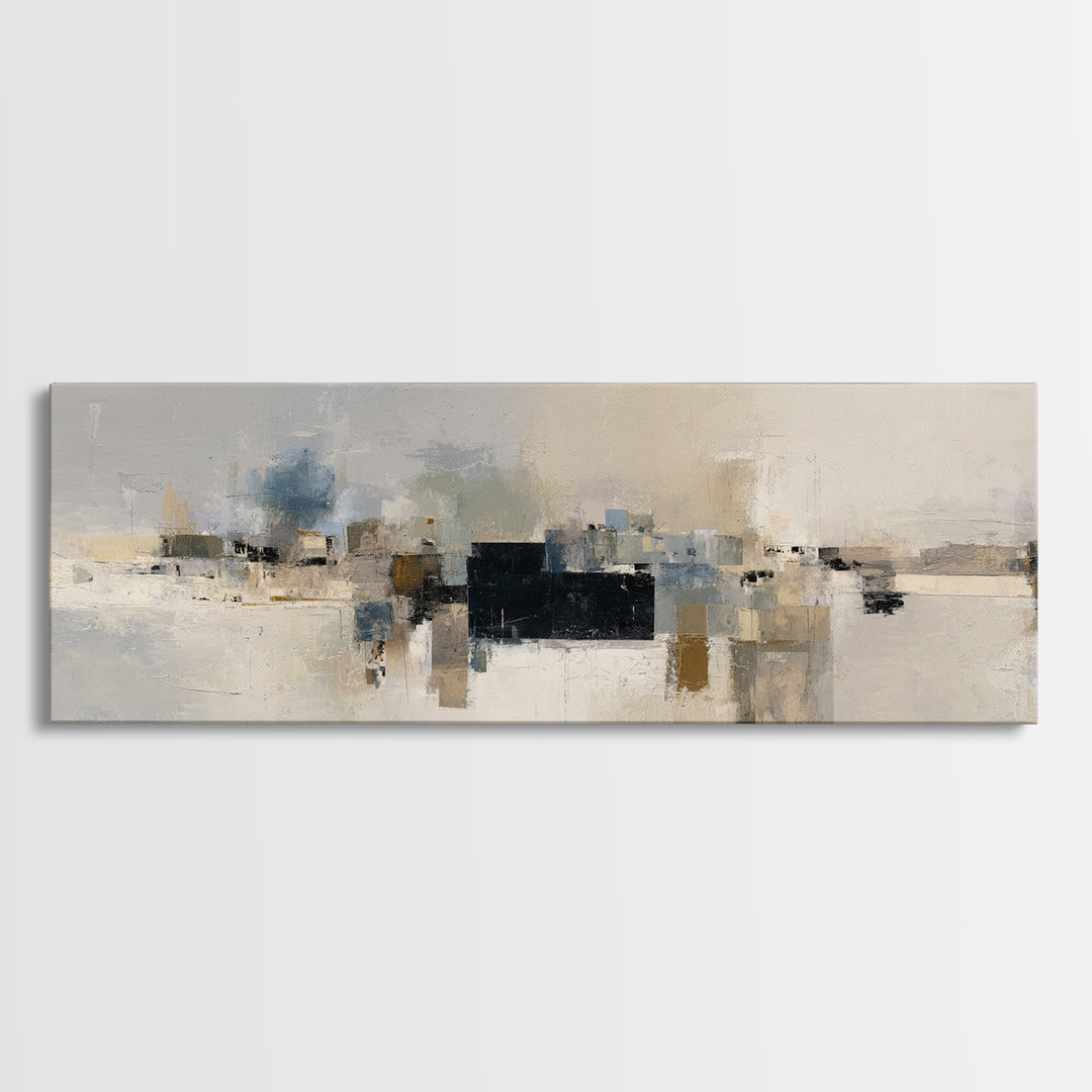 Dignified Neutral Landscape Framed Canvas Print, Office Art, Boho Decor, Office Decor, Focus, Digital Art, Pet Portrait, OFF-3x1-23