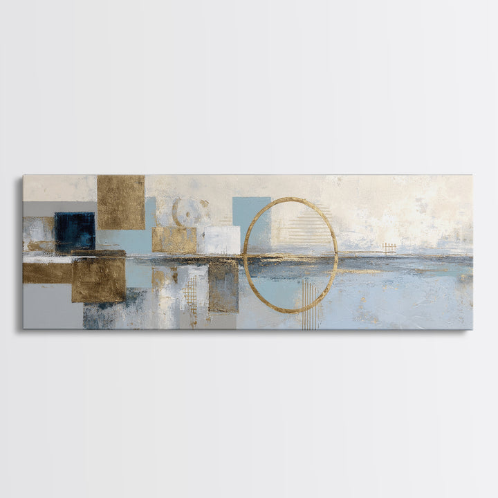 Gold Circle and Line Composition for Clarity Canvas Print, Office Art, Bedroom Wall Art, Office Decor, Abstract Art, Focus, OFF-3x1-24