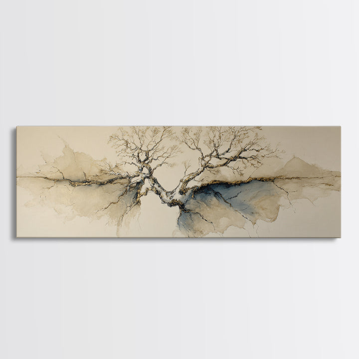 Ink Wash Tree Symbolizing Stability Canvas Print, Office Art, Wall Art, Office Decor, Fine Art, Focus, Boho, Art Deco, OFF-3x1-30