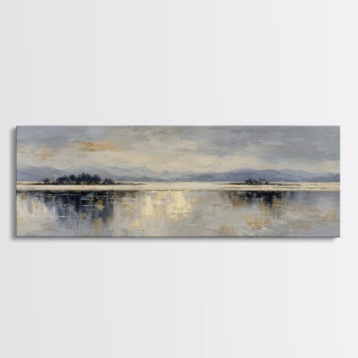 Dignified Neutral Landscape Framed Canvas Print, Office Art, Wall Decor, Office Decor, Fine Art, Focus, Abstract Art, OFF-3x1-47