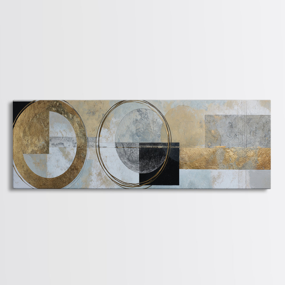 Gold Circle and Line Composition for Clarity Canvas Print, Office Art, Art Print, Office Decor, Abstract Art, Focus, Printable, OFF-3x1-48