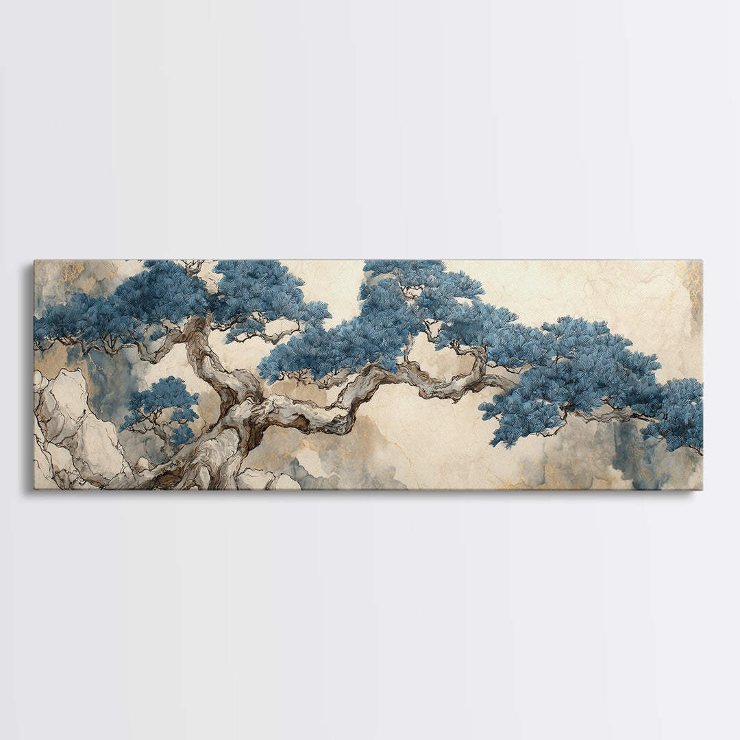 Ink Wash Tree Symbolizing Stability Canvas Print, Office Art, Dopamine Decor, Office Decor, Fine Art, Focus, Boho Decor, OFF-3x1-54