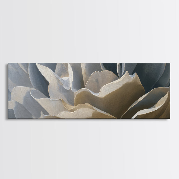 Desk Plant Botanical Closeup Framed Canvas Print, Office Art, Textured Painting, Office Decor, Oil Painting, Focus, Printables, OFF-3x1-56