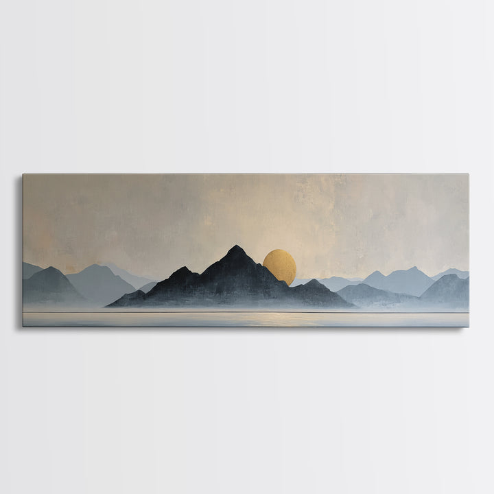 Minimal Mountain Sunrise for Focus Canvas Print, Office Art, Canvas Wall Art, Office Decor, Fine Art, Focus, Bedroom Wall Art, OFF-3x1-66