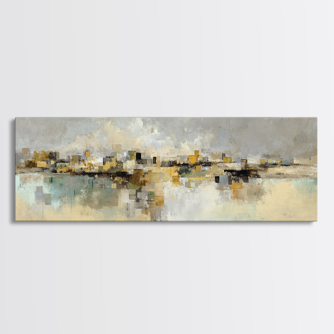 Dignified Neutral Landscape Canvas Print, Office Art, Printables, Office Decor, Oil Painting, Focus, Living Room Decor, OFF-3x1-71