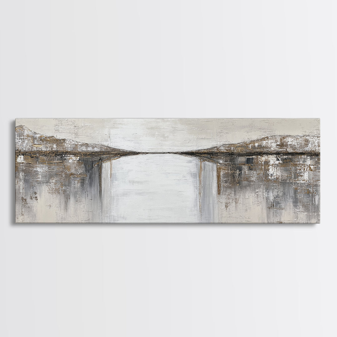 Monochrome Bridge Structure Framed Canvas Print, Office Art, Wall Prints, Office Decor, Fine Art, Focus, Cubicle Decor, OFF-3x1-74