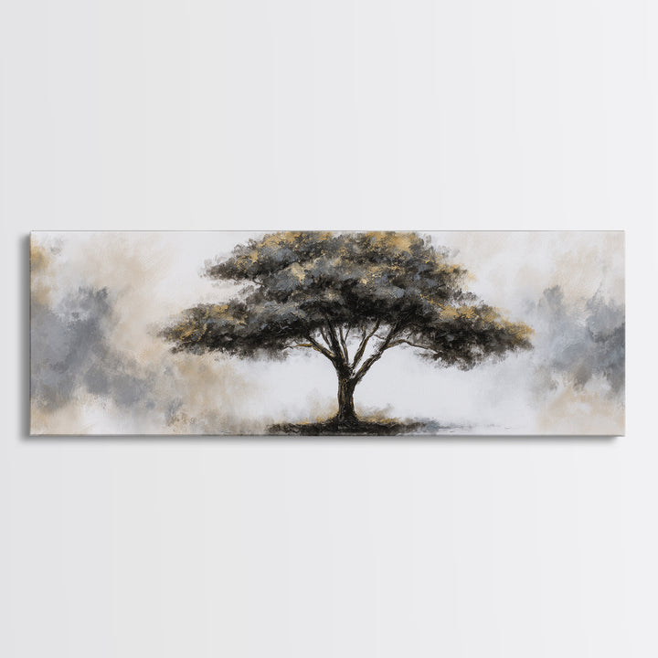 Ink Wash Tree Symbolizing Stability Canvas Print, Office Art, Poster, Office Decor, Fine Art, Focus, Canvas Wall Art, OFF-3x1-78