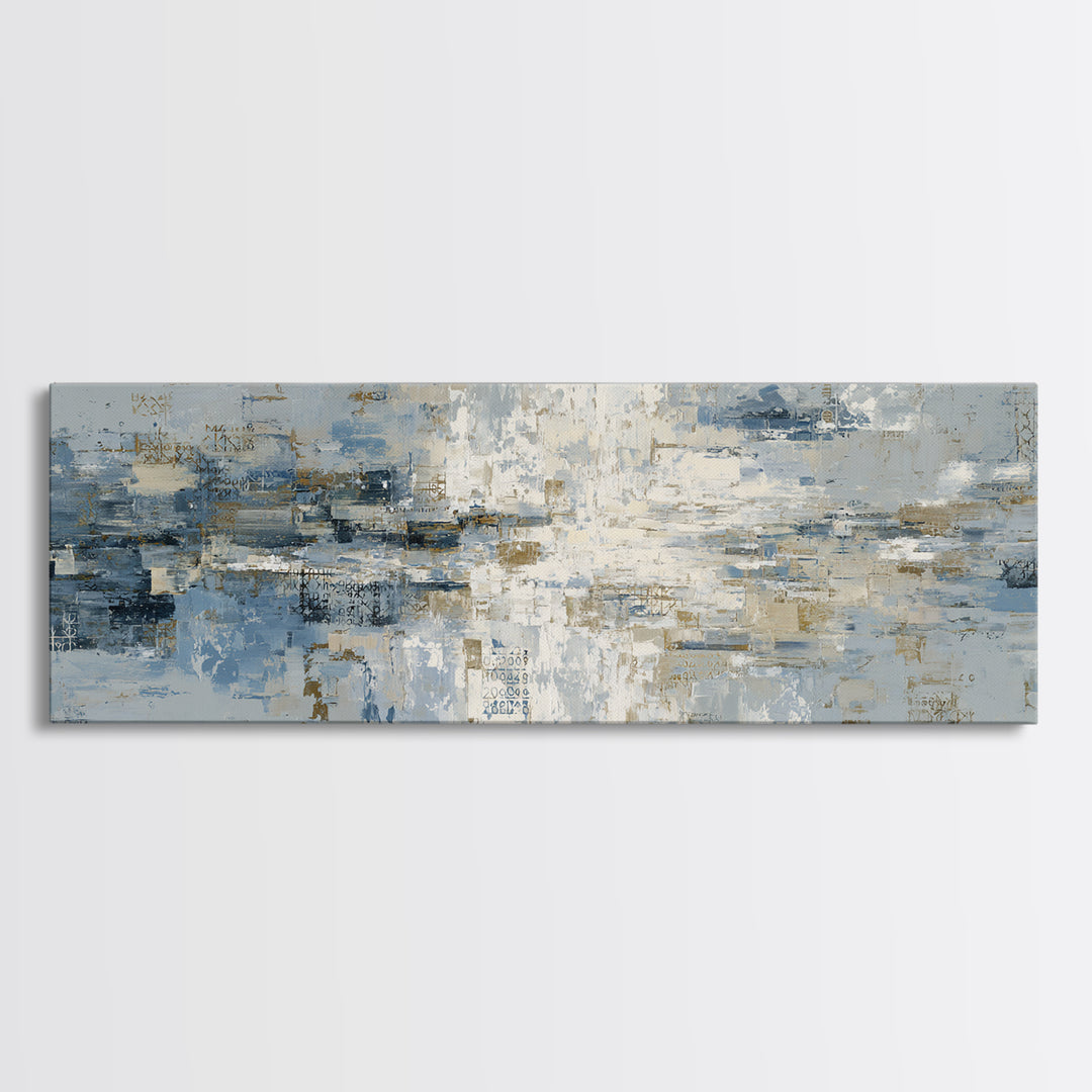 Blue Abstract Wave Pattern for Focus Framed Canvas Print, Office Art, Office Decor, Fine Art, Focus, Abstract Wall Art, OFF-3x1-9