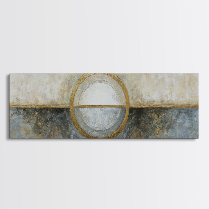 Gold Circle and Line Composition for Clarity Canvas Print, Office Art, Neutral Decor, Office Decor, Abstract Art, Focus, OFF-3x1-96