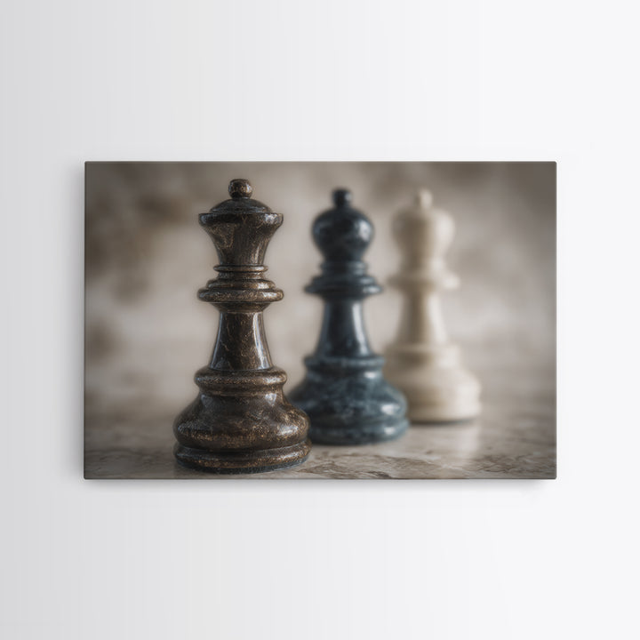 Minimal Chess Piece Still Life Canvas Print, Office Art, Wall Prints, Office Decor, Focus, Cubicle Decor, Trendy Wall Art, OFF-3x2-17