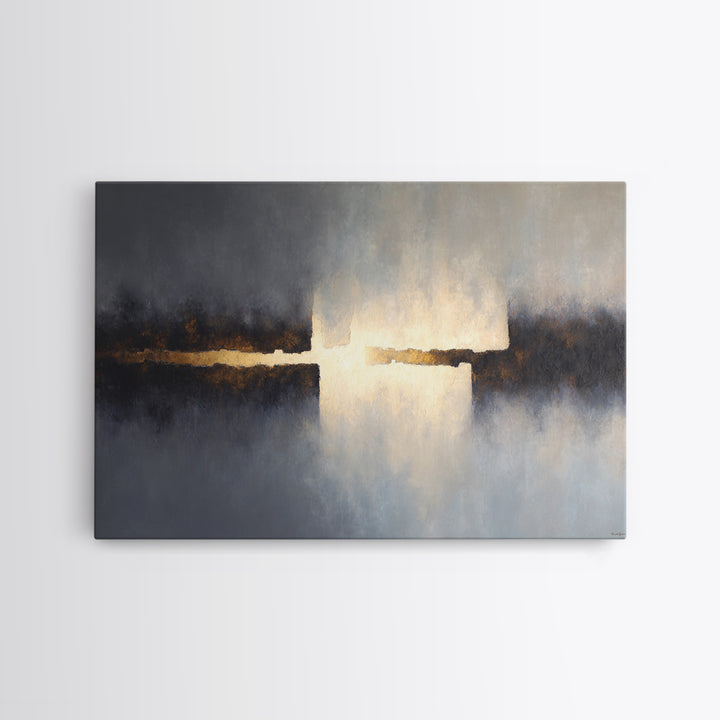Abstract Light Beam Through Dark Shapes Canvas Print, Office Art, Art Deco, Office Decor, Abstract Art, Focus, Bedroom Wall Art, OFF-3x2-3