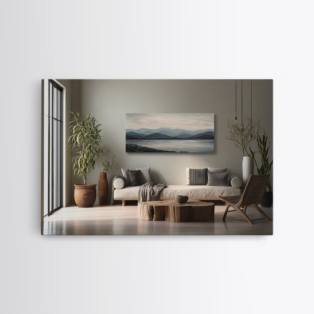 Minimal Mountain Sunrise for Focus Canvas Print, Office Art, Wall Prints, Office Decor, Oil Painting, Focus, Cubicle Decor, OFF-3x2-30