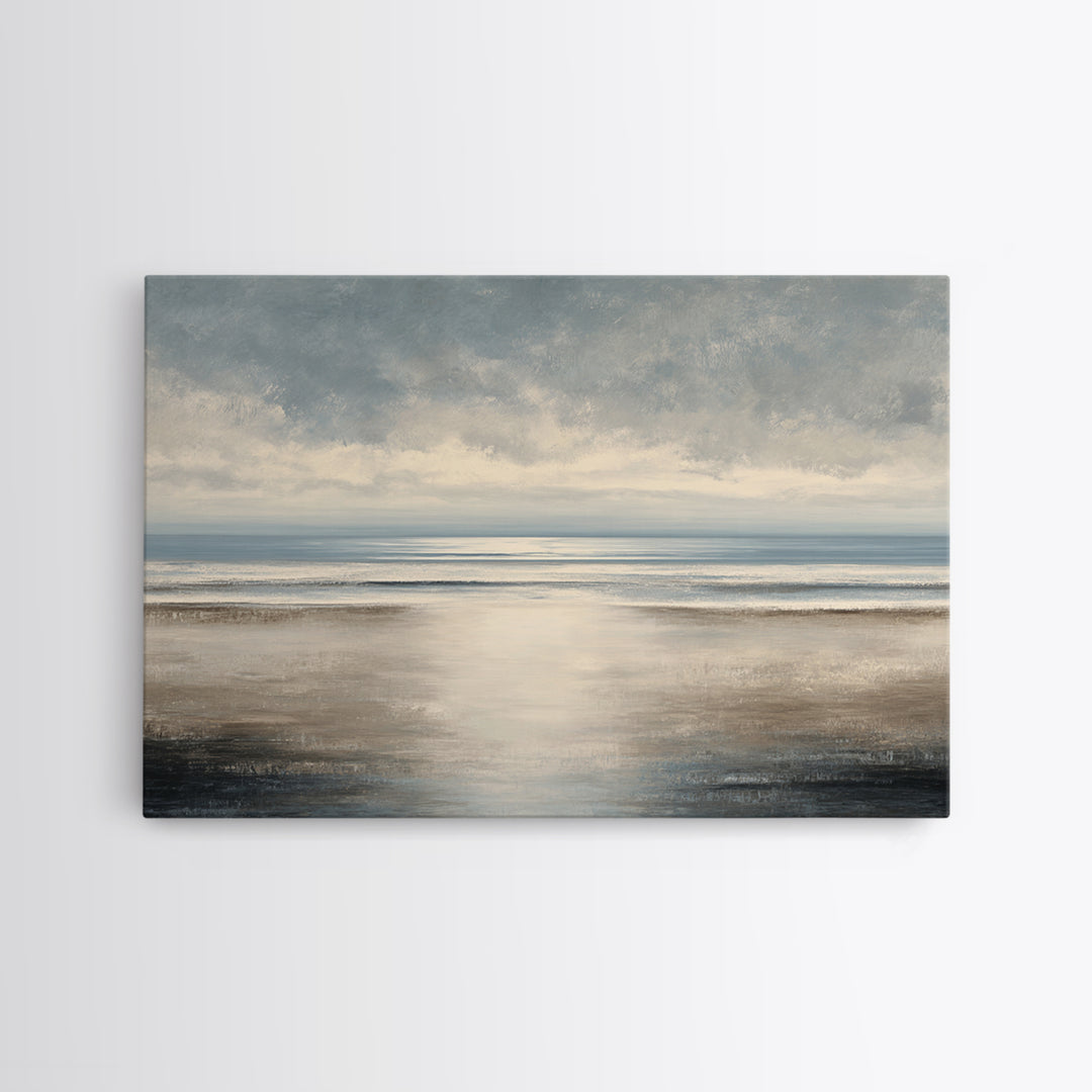 Calm Ocean Horizon for Stress Relief Framed Canvas Print, Office Art, Neutral Decor, Office Decor, Fine Art, Focus, Wall Art, OFF-3x2-39