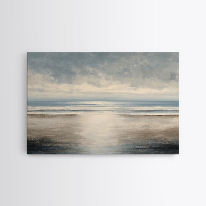 Calm Ocean Horizon for Stress Relief Framed Canvas Print, Office Art, Neutral Decor, Office Decor, Fine Art, Focus, Wall Art, OFF-3x2-39