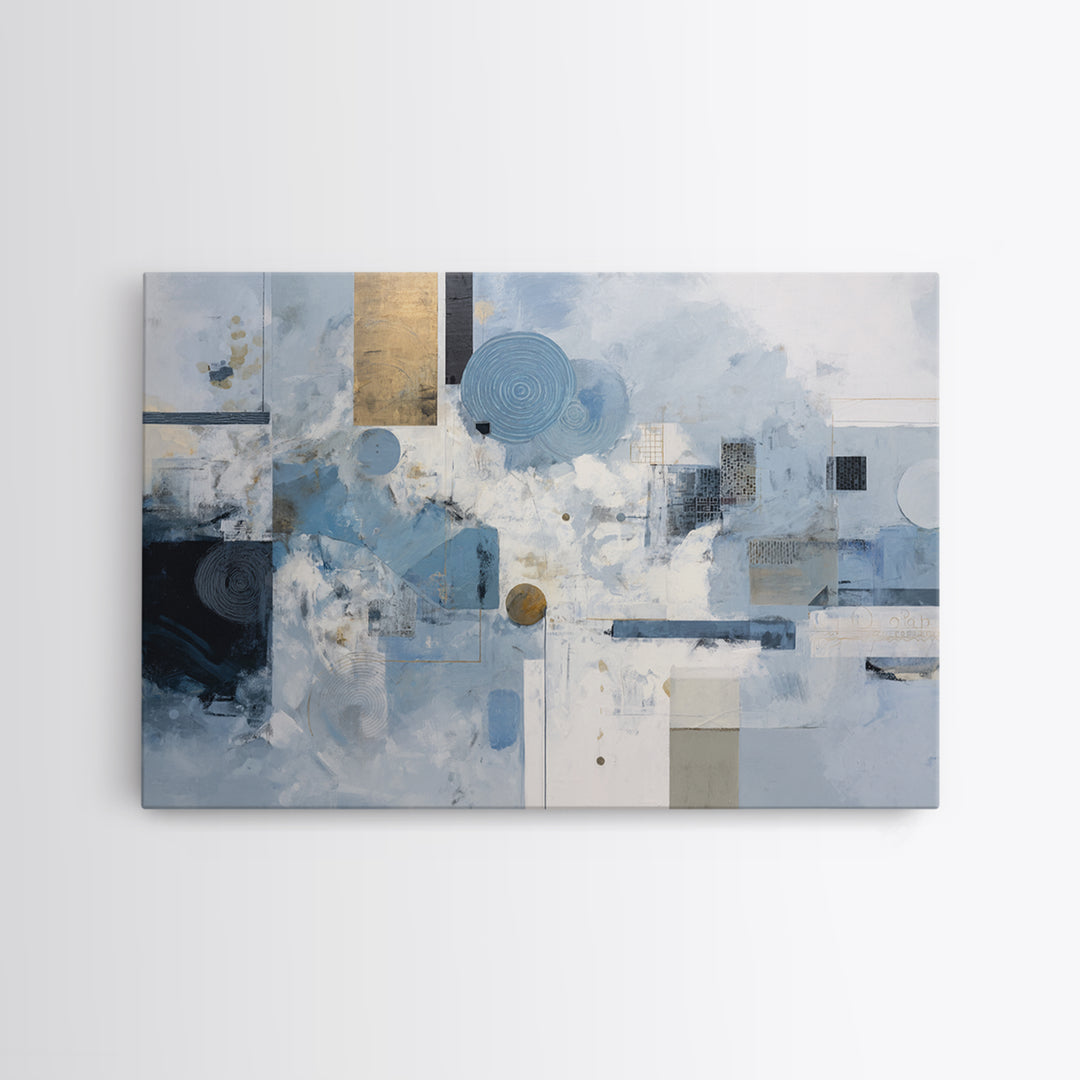 Blue Abstract Wave Pattern for Focus Framed Canvas Print, Office Art, Dopamine Decor, Office Decor, Fine Art, Focus, Boho Decor, OFF-3x2-45
