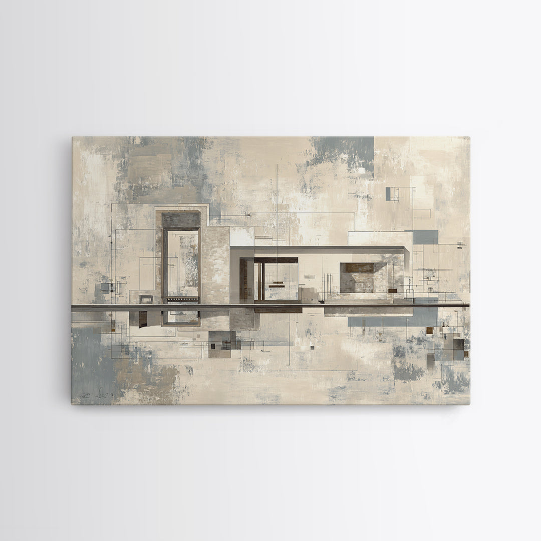 Architectural Line Drawing Framed Canvas Print, Office Art, Wall Decor, Office Decor, Abstract Art, Focus, Wall Prints, OFF-3x2-55