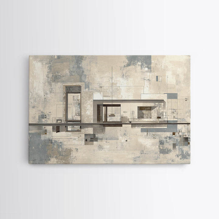 Architectural Line Drawing Framed Canvas Print, Office Art, Wall Decor, Office Decor, Abstract Art, Focus, Wall Prints, OFF-3x2-55