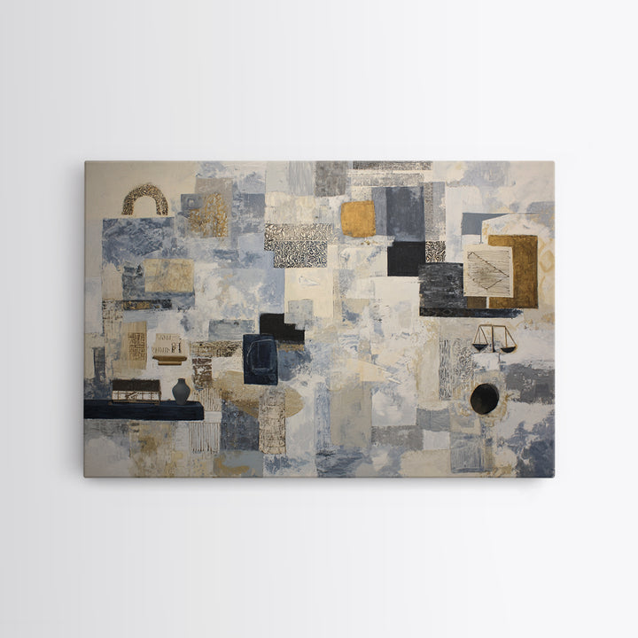 Clean Abstract Geometry Framed Canvas Print, Office Art, Gallery Decor, Office Decor, Abstract Art, Focus, Contemporary Art, OFF-3x2-77