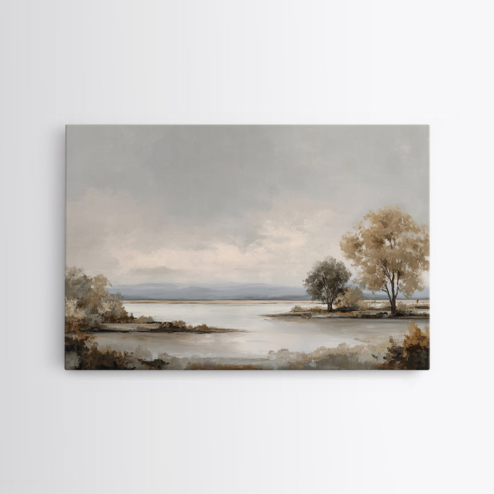 Dignified Neutral Landscape Canvas Print, Office Art, Wall Art, Office Decor, Oil Painting, Focus, Boho, Art Deco, OFF-3x2-83