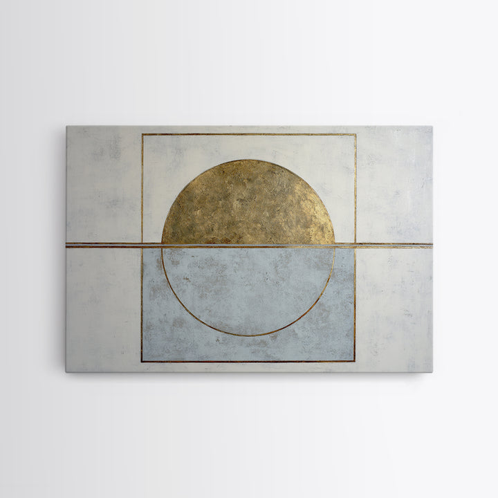 Gold Circle and Line Composition for Clarity Canvas Print, Office Art, Boho Decor, Office Decor, Fine Art, Focus, Digital Art, OFF-3x2-84