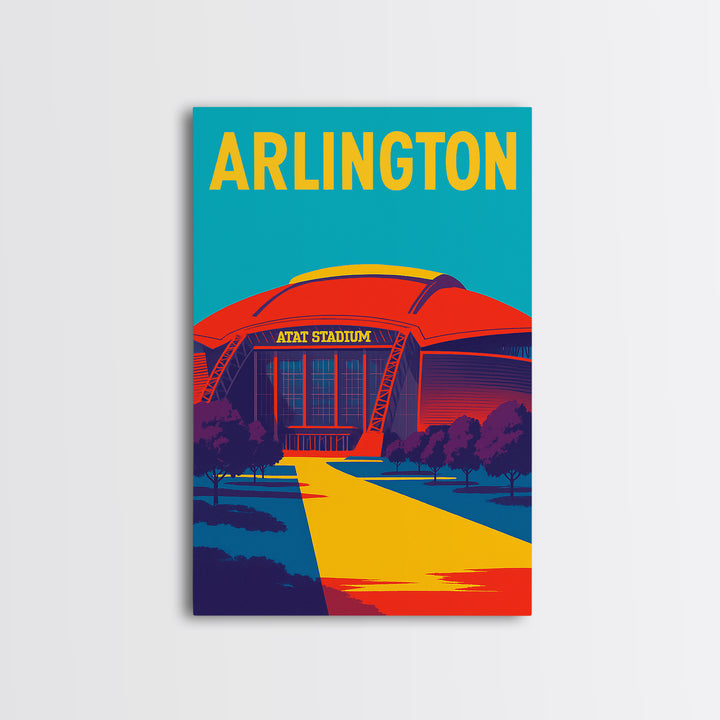 Arlington Texas Travel Poster, Canvas Print, Colorful Graphic Wall Art, Arlington Travel Art, Retro Travel Print, Travel Poster Art