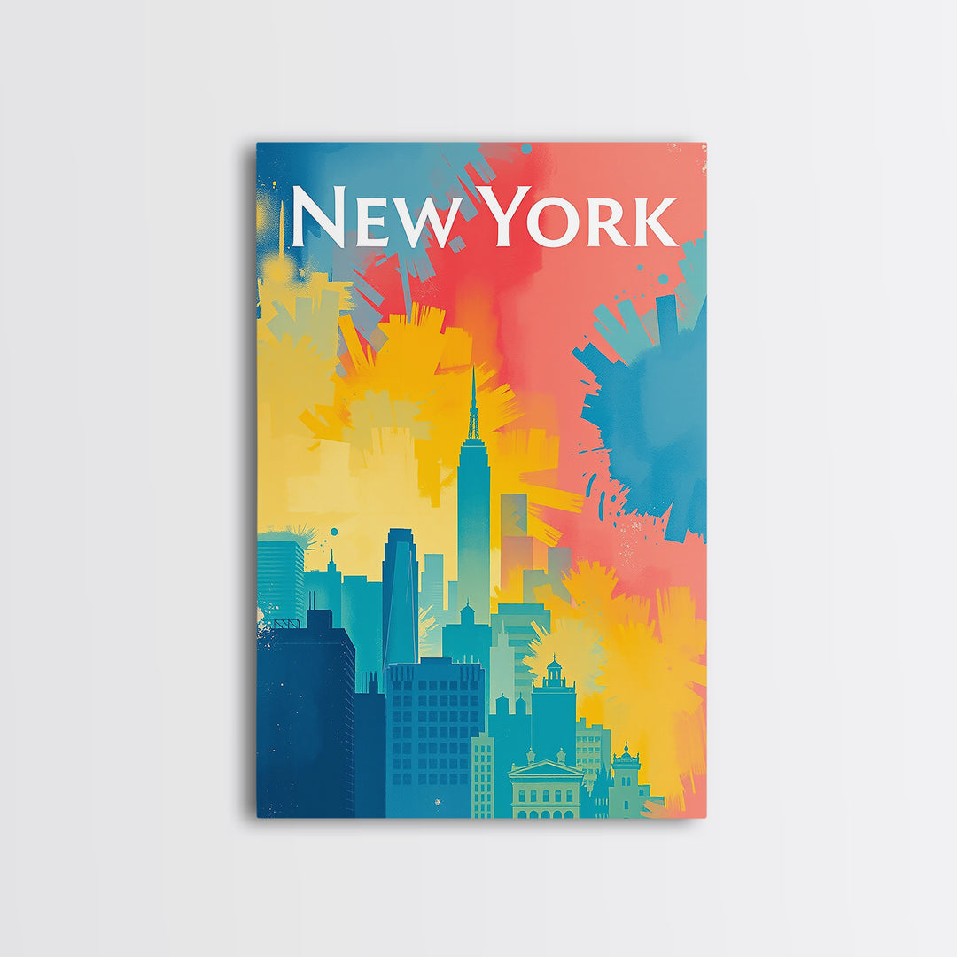 New York Travel Poster, Framed Canvas Print, High Contrast City Poster, New York Art Print, Fine Art Print, Living Room Wall Art