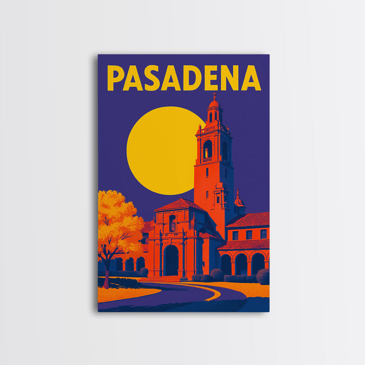Pasadena Travel Poster, Framed Canvas Print, Vibrant Retro Travel Art, Pasadena Poster Print, Vintage City Art, Vintage Travel Art