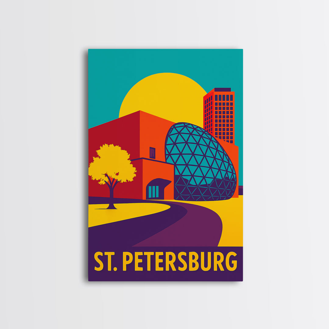 St Petersburg Florida Travel Poster, Canvas Print, Vibrant Retro Travel Art, St Petersburg Poster Print, Retro Travel Print, Home Decor