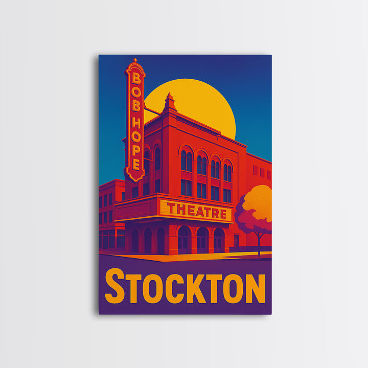 Stockton California Travel Poster, Canvas Print, Colorful Graphic Wall Art, Stockton Poster Print, City Art Print, Living Room Wall Art