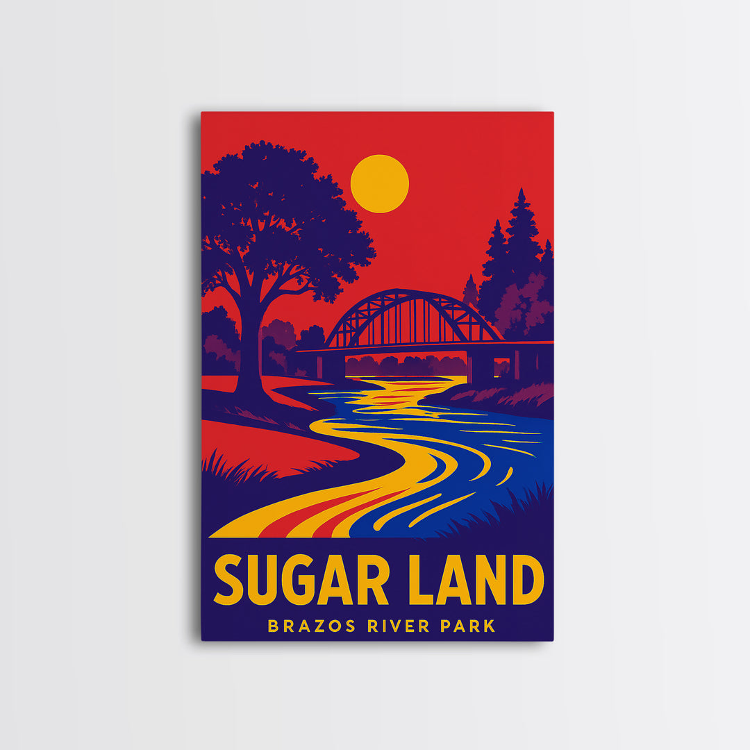 Sugar Land Travel Poster, Canvas Print, Vibrant Retro Travel Art, Sugar Land City Art, Travel Poster Set, Vintage City Poster, Design 2