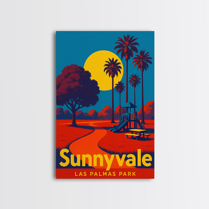 Sunnyvale California Travel Poster, Framed Canvas Print, Bold Pop Art Poster, Sunnyvale Travel Art, Vintage City Poster, Travel Poster Art