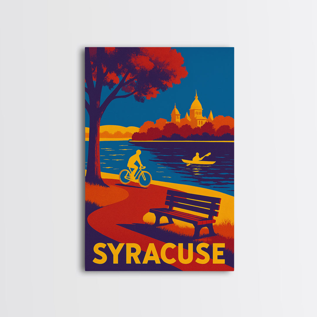 Syracuse Travel Poster, Canvas Print, Vibrant Retro Travel Art, Syracuse Wall Art, Vintage City Poster, Travel Poster Art, Art Print