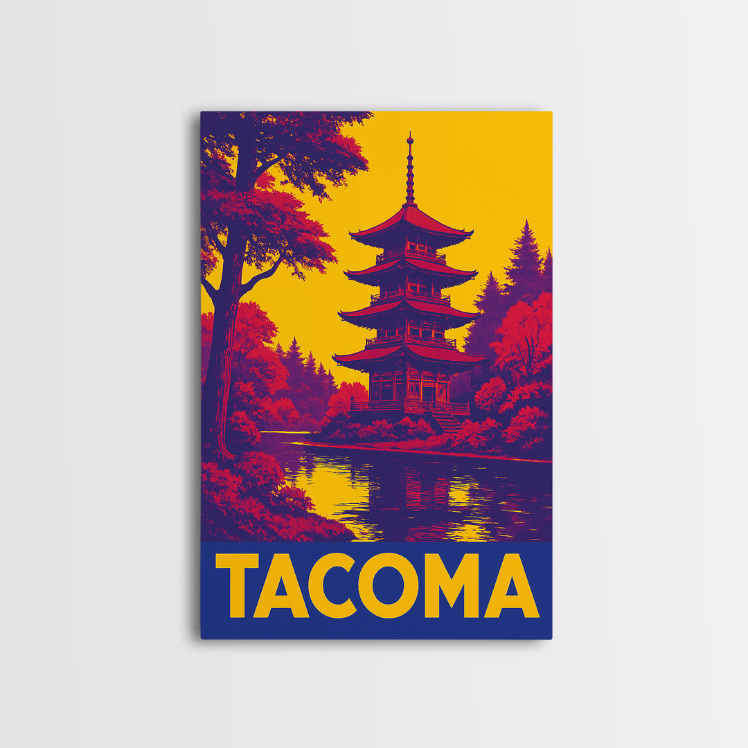 Tacoma Travel Poster, Framed Canvas Print, High Contrast City Poster, Tacoma Poster Print, Vintage City Poster, City Illustration