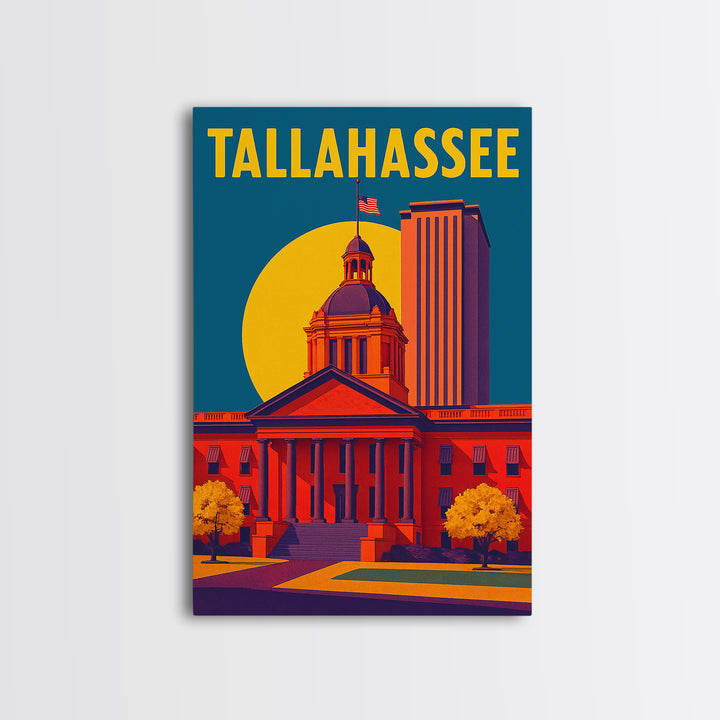 Tallahassee Florida Travel Poster, Canvas Print, High Contrast City Poster, Tallahassee Wall Art, Gift For Travelers, Art Print, Wall Art