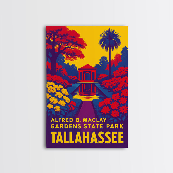 Tallahassee Travel Poster, Framed Canvas Print, Colorful Graphic Wall Art, Tallahassee Travel Art, Travel Poster Art, Mid Century Wall Art