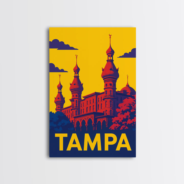 Tampa Travel Poster, Canvas Print, Colorful Graphic Wall Art, Tampa Art Print, Wanderlust Decor, City Travel Prints, Living Room Wall Art