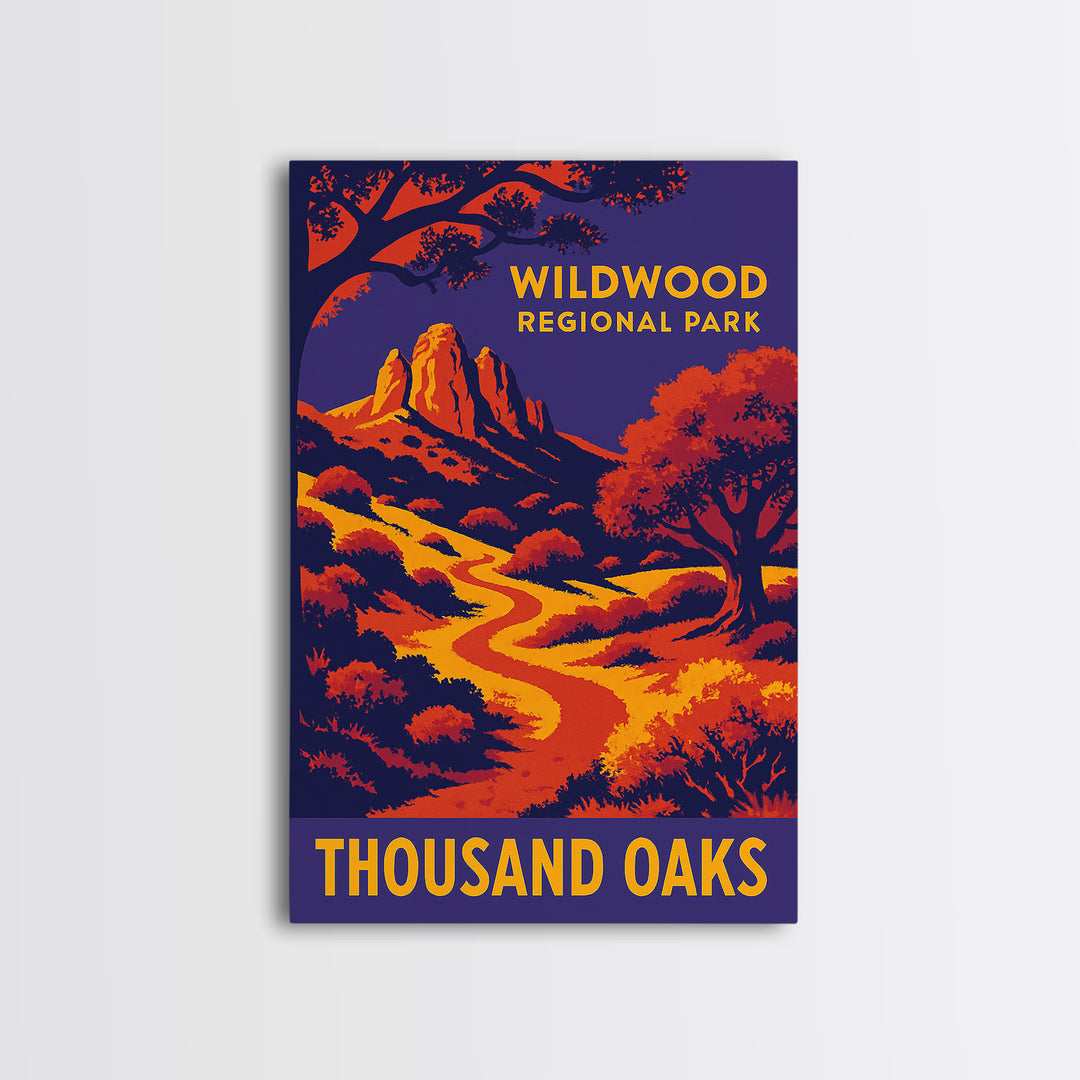 Thousand Oaks California Travel Poster, Canvas Print, Vibrant Retro Travel Art, Thousand Oaks Art Print, Travel Poster Set, Wall Art