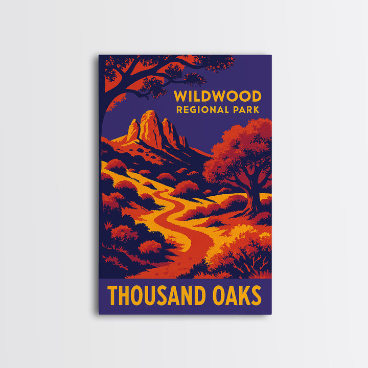 Thousand Oaks California Travel Poster, Canvas Print, Vibrant Retro Travel Art, Thousand Oaks Art Print, Travel Poster Set, Wall Art