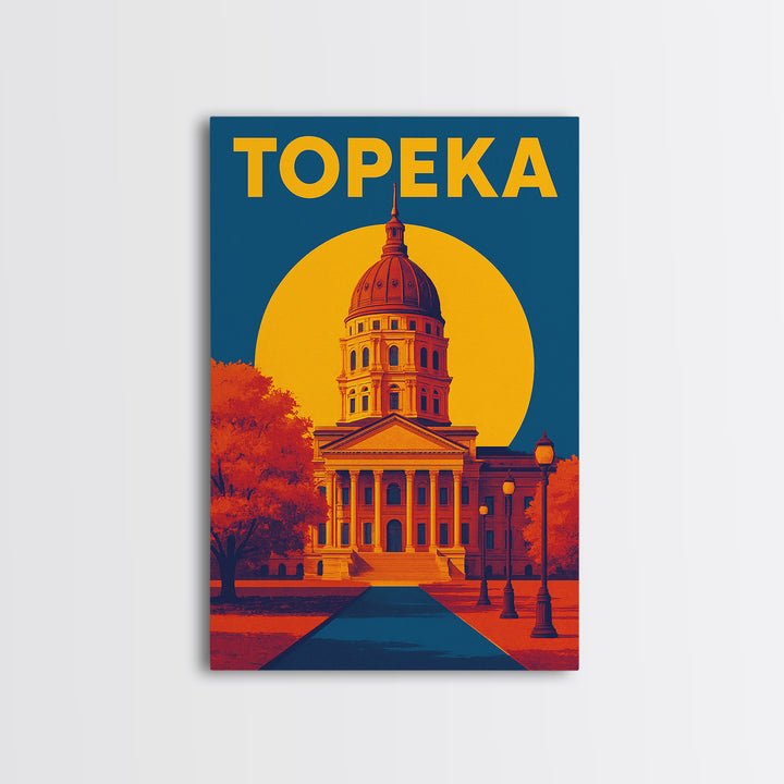 Topeka Kansas Travel Poster, Canvas Print, Colorful Graphic Wall Art, Topeka Wall Art, Home Office Decor, Travel Poster Set, Travel Gift