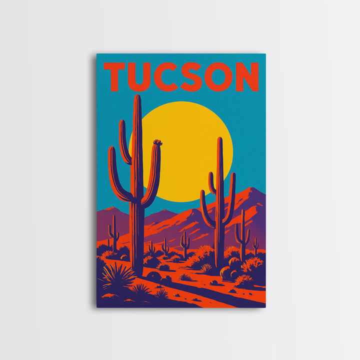 Tucson Arizona Travel Poster, Canvas Print, High Contrast City Poster, Tucson Poster Print, Wall Decor, City Illustration, Travel Prints