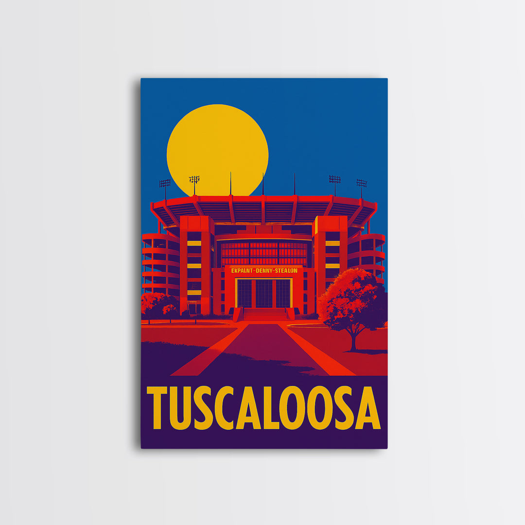 Tuscaloosa Alabama Travel Poster, Canvas Print, Bold Pop Art Poster, Tuscaloosa Poster Print, Art Print, Gift For Travelers, Skyline Art