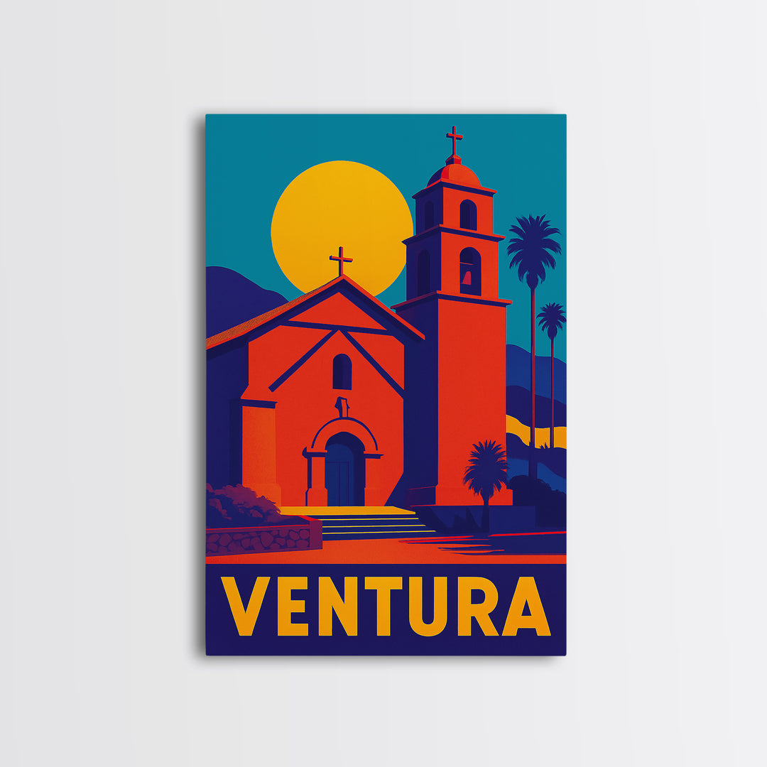 Ventura Travel Poster, Canvas Print, Bold Pop Art Poster, Ventura Wall Art, Gift For Travelers, Vintage City Poster, Vintage City Art
