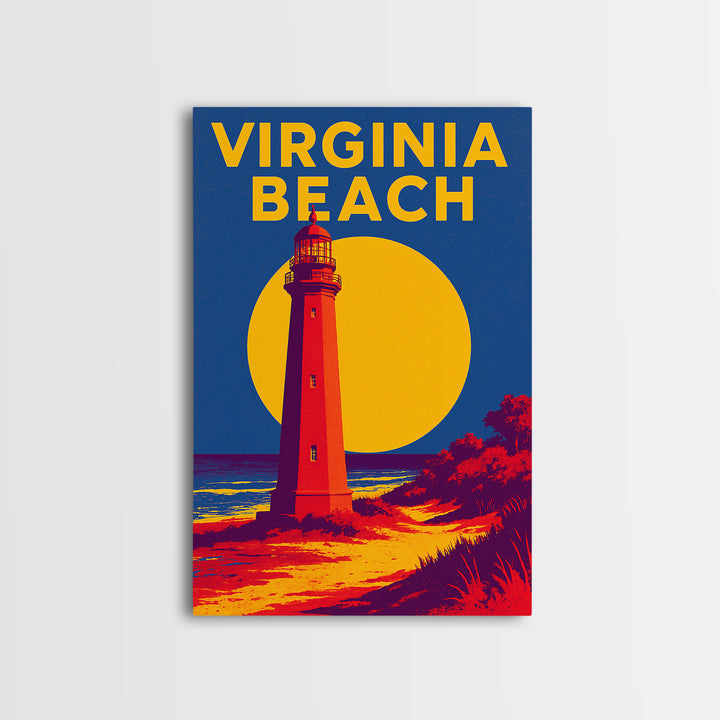 Virginia Beach Travel Poster, Canvas Print, Bold Pop Art Poster, Virginia Beach Poster Print, City Illustration, Wanderlust Decor